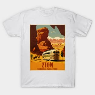 Zion National Park Utah Vintage Travel Art Poster T-Shirt